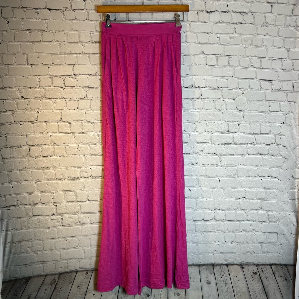 Laird Palazzo Pant Pink/Violet Quattro Tee Fabric Elastic Waist Pockets NWOT